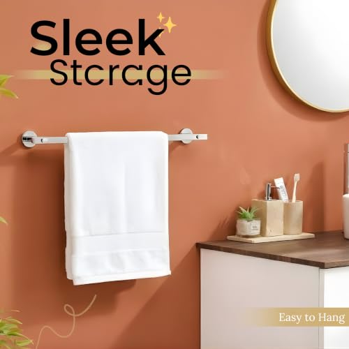 Image of GLOXY Premium Elite 24 Inch Towel Rod for Bathroom Combo Pack of 2 - Wall Mount Chrome Finish Stainless Steel Rust Proof Bathroom Rod for Clothes - Bathroom Fittings Accessory Bath Towel Holder
