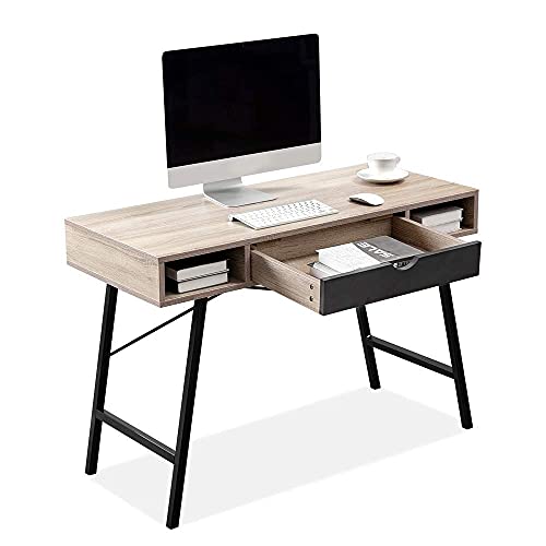 Buy Bonzy Home 43 Inch Computer Desk with Drawer and Shelves, Home