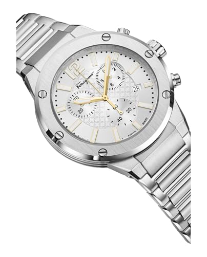 Ferragamo F-80 Chrono Collection Luxury Mens Watch Timepieces with a Silver Bracelet and Dial Featuring a Stainless Steel Case3