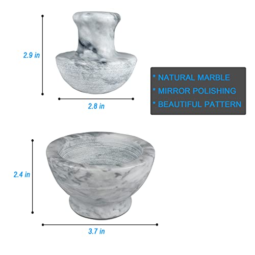 Luolao Marble Mortar And Pestle Set, Pill Crusher And Spice Stone Grinder, 3.7 Inch, 1/2 Cup, Grinding Is Efficient And Labor-Saving (White) #TOP4