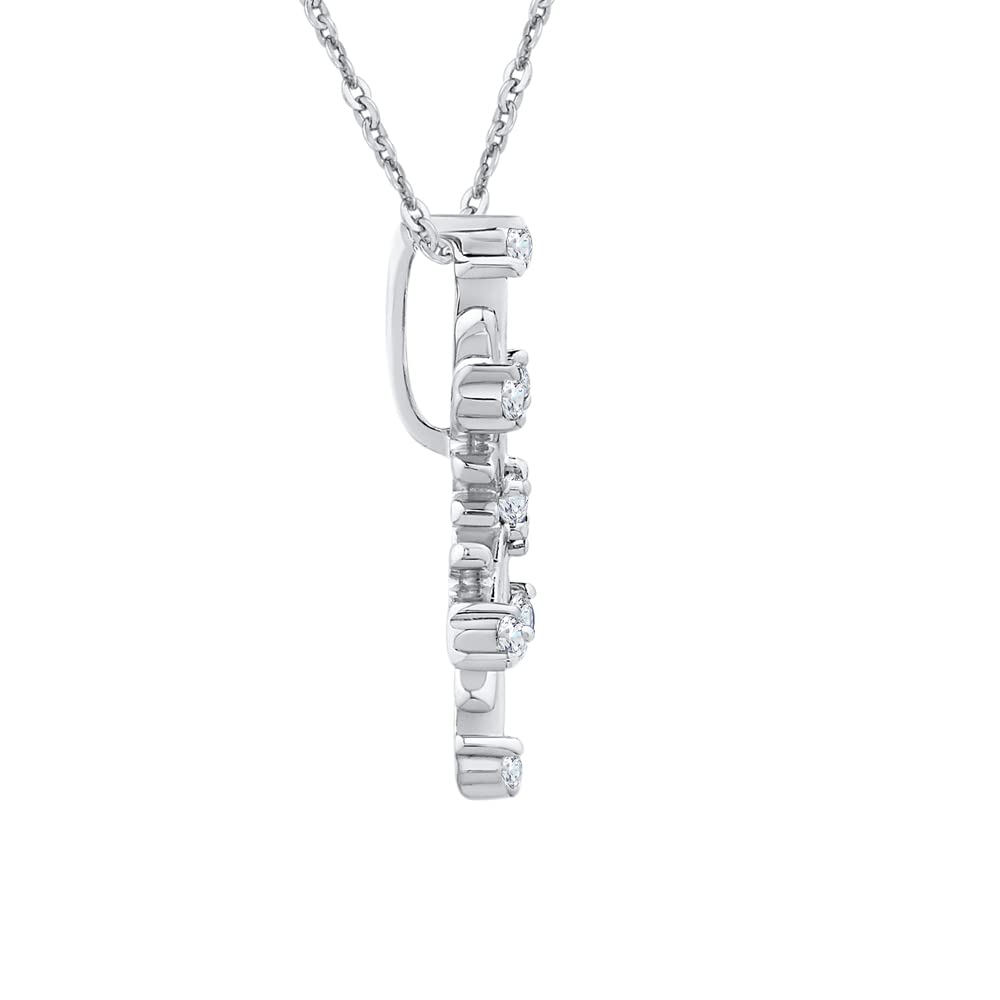 Cadena con colgante de diamante "copo de nieve en 14 K/10 K oro blanco (1/10 CTTW)