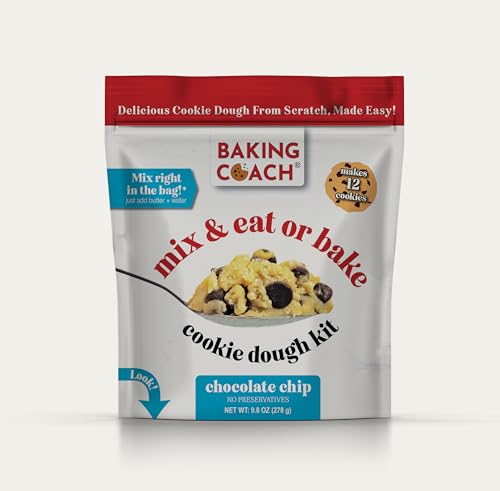 The Baking Coach - Mix & Eat or Bake Cookie Dough Mix – Makes 12 Cookies – No Preservatives – Just Add Butter & Water – Enjoy Raw or Baked – Homemade Taste Made Easy (Chocolate Chip)