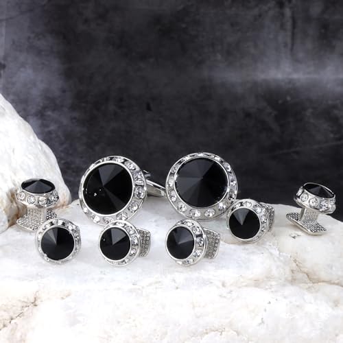 HAWSON Birthstone Tuxedo Studs and Cufflinks Set for Men's Suit Tuxedo Formal Dress Shirt Wedding Business Party Accessories4
