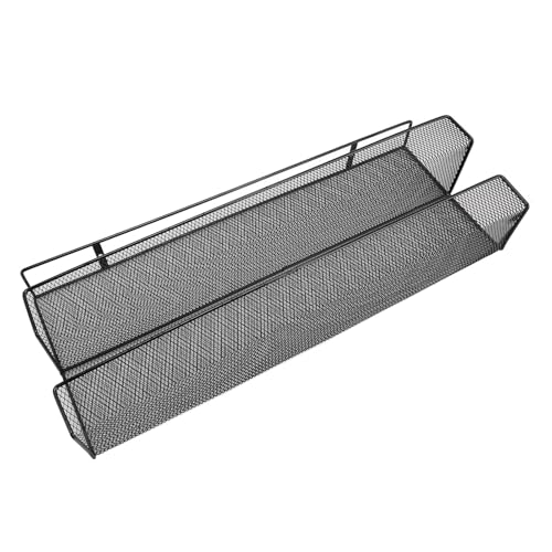 Canasta de almacenamiento bajo escritorio, bandeja doble para gestión de cables sin perforaciones, instalación sin rieles, organizador de cables para oficina y estudio miniatura 4