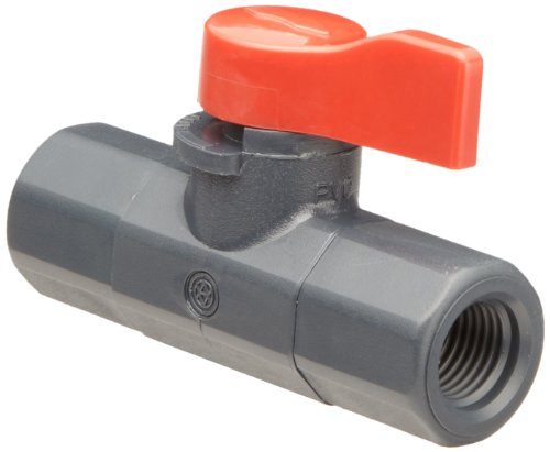 Asahi America 1076002 Labcock PVC Ball Valve, Inline, Unibody, Lever, 1/4" NPT Female #1