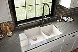 Karran QU-811 32" Undermount Large/Small Bowl Quartz Kitchen Sink in White