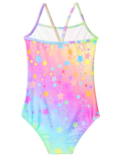 Image of Girls Bathing Suits Colorful Swimsuits with UPF 50 + Sun Protection Sleeveless Toddler Kids One Piece Swimwear