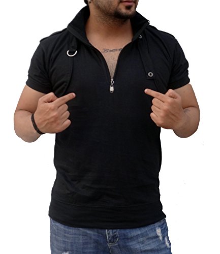 Black Collection Solid Men’s High Neck T-Shirt