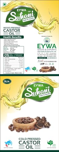 Image of Eywa Seeds & Exports Pvt Ltd Organic Castor Oil (5 Liter) Cold Pressed /Wood Pressed Oil | Arendiya /Castor Kachi Ghani Ka Tel (Suhani)