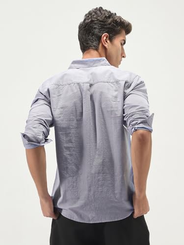Image of Urbano Fashion Men's Cotton Full Sleeve Regular Fit Casual Solid Slub Shirt with Spread Collar