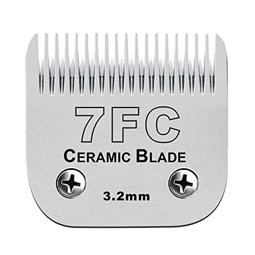 BESTBOMG Tête de Coupe Peignes de Rechange compatible avec Os-ter Animaux Tondeuse, Lames de Rechange Compatible avec Wa-hl Tondeuse, Lame en Céramique Compatible avec An-dis Tondeuse(7FC 3,2 mm)