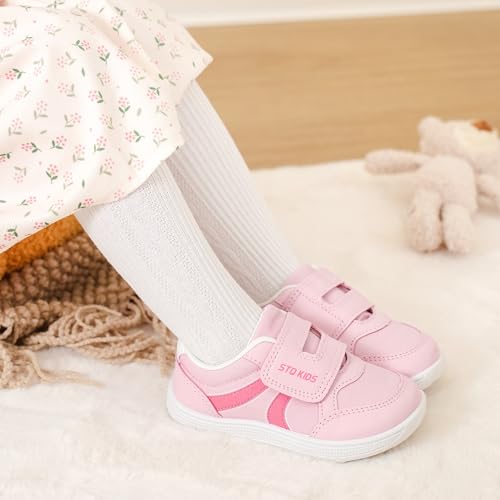 Toddler Wide Toe Box Shoes Girls First Walking Barefoot Shoes Water Pink & Beige Toddler Size 72