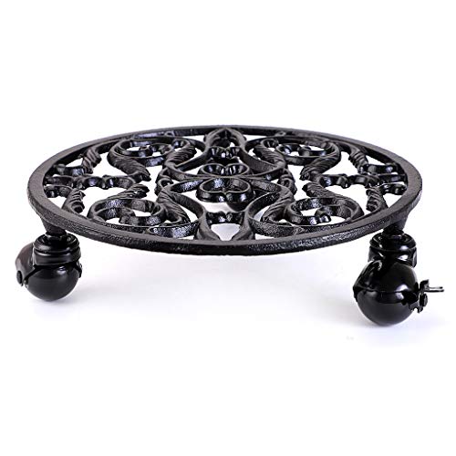 Mdluu 2-Pack Plant Caddy Heavy Duty, 11-Inch Plant Stand With Lock Wheels, Moveable Planter Trolley, Cast Iron Planter Dolly For Garden Vase, Plant Pot, Capacity 350Lbs #TOP1