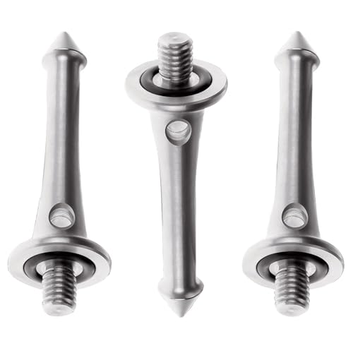 Really Right Stuff Stainless Steel Tripod Foot Spikes, Set of 3, Accidental Backout Prevention O-Rings, Compatible with RRS Tripods & Monopods (RRS-9000023)
