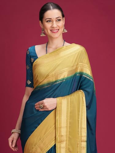 Image of AKHILAM Women's Mysore Silk Ombre Woven Design Saree With Unstitched Blouse Piece (KUSUM4101 NSM Parent)
