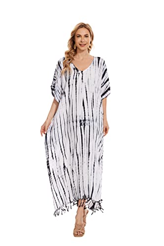 Image of Beautybatik Women Hippie Tie Dye Caftan Kaftan Loungewear Maxi Plus Size Long Dress XL to 4X