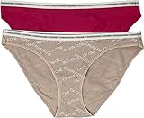 Calvin Klein One Cotton 2-Pack Bikini Raspberry Sorbet/Caution Logo/Beechwood LG (Women's 12-14)