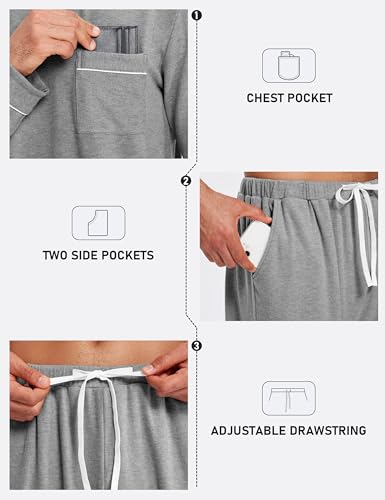 Image of Mofiz Men's Pajama Sets Viscose Long Sleeve Crewneck Warm Sleepwear