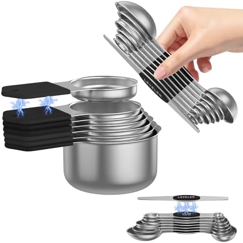 Magnetic Measuring Cups and Spoons Set - 304 Stainless Steel | Du...