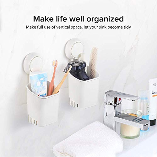 Budget & Good Suction Cup Toothbrush Holder, Wall Mounted Toothbrush Holder For Bathroom Drill-Free Shower Toothbrush Holder Waterproof Hanging Toothbrush Holder For Toothbrush, Toothpaste, Razor #TOP1