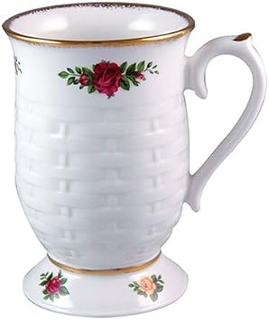 Royal Albert Old Country Roses Basketweave Footed Mugs, Set of 4.