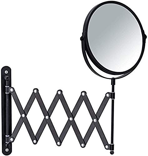WENKO Kosmetik-Wandspiegel Teleskop Exclusiv, 3-Fach Vergrößerung, Ø 16 cm 100%-Spiegelfläche, Stufenlos ausziehbar, Höhenverstellbar, 19 x 38,5 x 50 cm, Schwarz 2