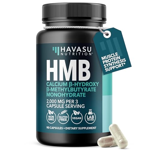HMB Capsules 2000mg - HMB Supplements for Men and Women - Calcium B-Hydroxy B-Methylbutyrate Monohydrate - 90 Capsules - Supports Muscle Protein Synthesis - Vegan, Non-GMO, Gluten Free - 30 Servings