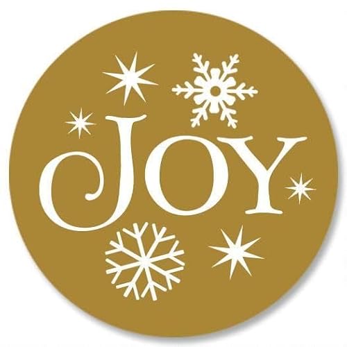 Christmas Joy Envelope Seals - Set of 72, Gold Joy Christmas Envelope Seals, Gold Christmas Stickers, Snowflakes