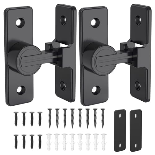 Image of Barn Door Lock Hardware, Heavy Duty 90 Degree Flip Latch Privacy Lock, Zinc Alloy Sliding Barn Door Latch for Bathroom, Bedroom, Closet, Garage, Shed and Gate (Matte Black-2PCS)