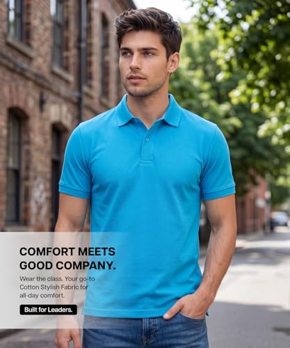 Image of AWG ALL WEATHER GEAR 100% Cotton Polo T Shirt for Men | Soft & Breathable Fabric | Regular Fit | Half Sleeve Polo Collar T Shirt | Casual & Office Wear | Comfortable & Durable Mens Polo T Shirt