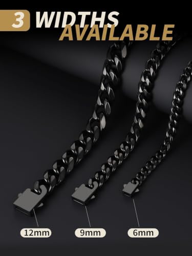 FindChic Black Cuban Link Chains for Men & Women, 6mm Matching Stainless Steel Couple Necklaces, Hip Hop Accessories Rapper Jewelry, Valentine's Gift for Him Her, 20 Inches Length - image 7