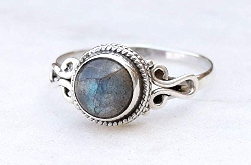 Labradorite Stone Ring, Handmade 925 Sterling Silver Rings For Women Girls, Natural Gemstone Ring Us Size 7 Solitaire Ring, Round Stone Ring, Minimalist Birthstone Gift Jewelry For Her #TOP4