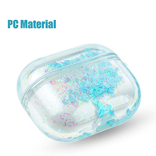 Sgvahy Bling Quicksand Case Compatible With Airpods Pro, Luxury Glitter Liquid Sequins Clear Hard Protective Case With Keychain Wireless Charging Box For Girls Women (Blue, Airpods Pro) #TOP3