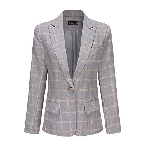 YYNUDA Women's Business Plaid Suit Set Lady 2 Piece 1 Button Office Blazer Jacket and Pants for Work2