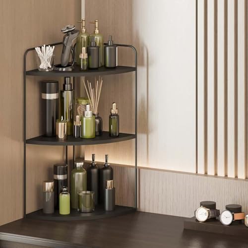 Image of Forest Angle Bathroom Counter Organizer,Countertop Organizer,Vanity Organizers,Bathroom Storage,Bathroom Sink Caddy,Counter Shelf,Corner Counter,Corner Shelves(Black)