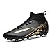 Men's Soccer Shoes Football Cleats High-Tops Lace-Up Non-Slip Spikes Indoor Outdoor Sports Athletic Baseball Lacrosse Sneaker Black EU 44