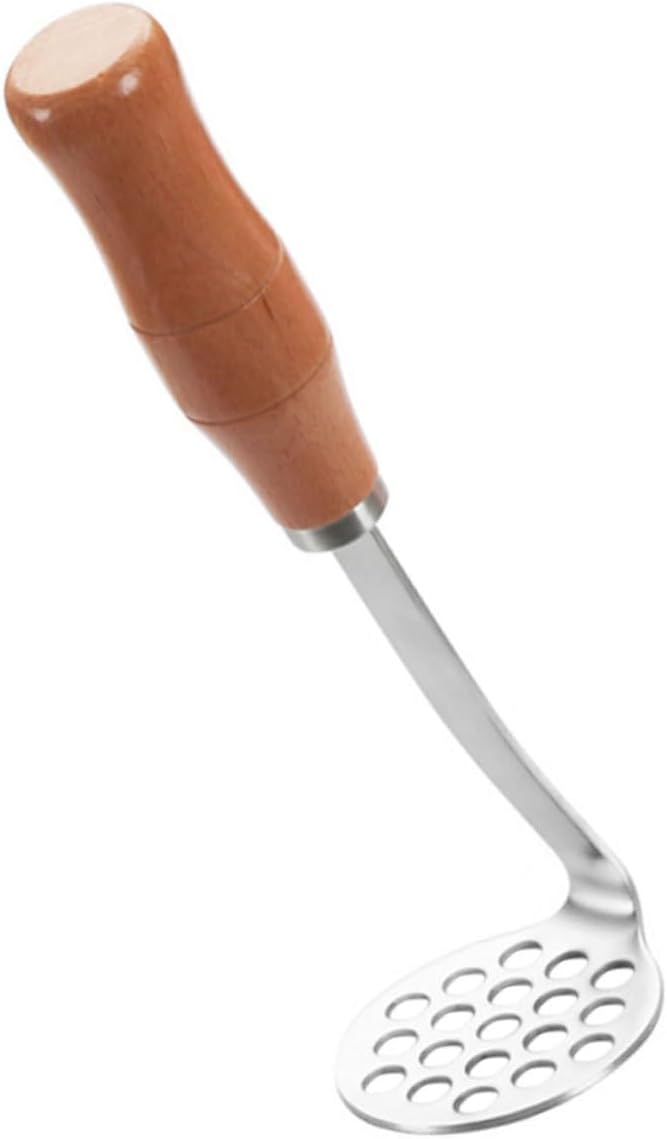 MAGICLULU 3pcs Stainless Steel Potato Masher with Wooden Handle Versatile Vegetable and Fruit Crusher for Purees Easy to Clean Compact Kitchen Tool for Mashing Potatoes Carrots and More