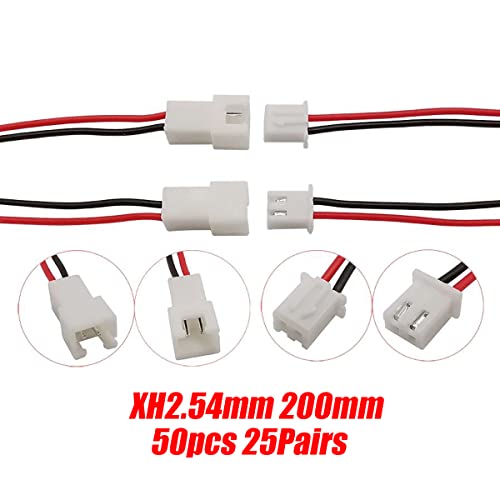 50pcs 25 pares conector macho y hembra 2Pin 2.54mm 200mm miniatura 2