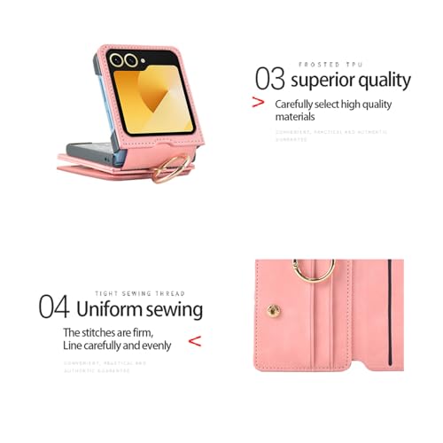 Coque pour Z Flip 6 Asuwish finition premium Or Rose ajustable - 5
