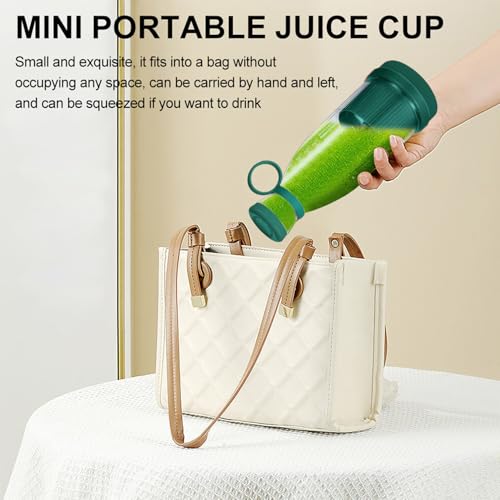 Hoquare Portable Blender, 350ml Electric Mini Juice Maker, Personal Fruit Mixer with USB, Powerful Mini Blender for Smoothies and Juices, Ideal for Home, Office, School, Outdoors (Green) - Image 7
