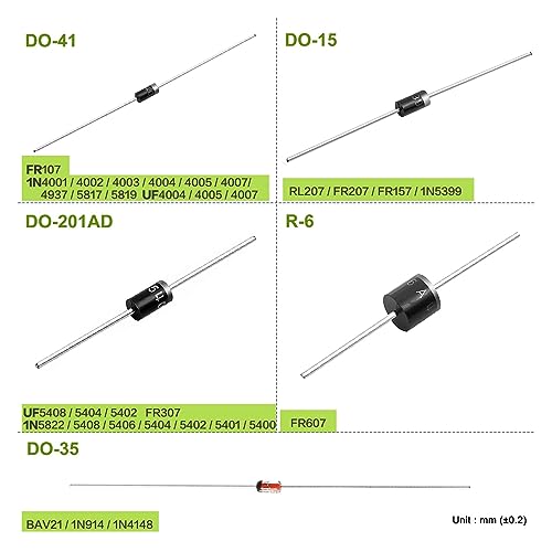 WHWRCADV 10 PCS Fast Recovery Switching Schottky Barrier Rectifier Diode 1N4001 1N4004 1N4007 1N5408 UF4007 1N5817 1N5819 1N5822 1N4148(1N4001 DO-41)