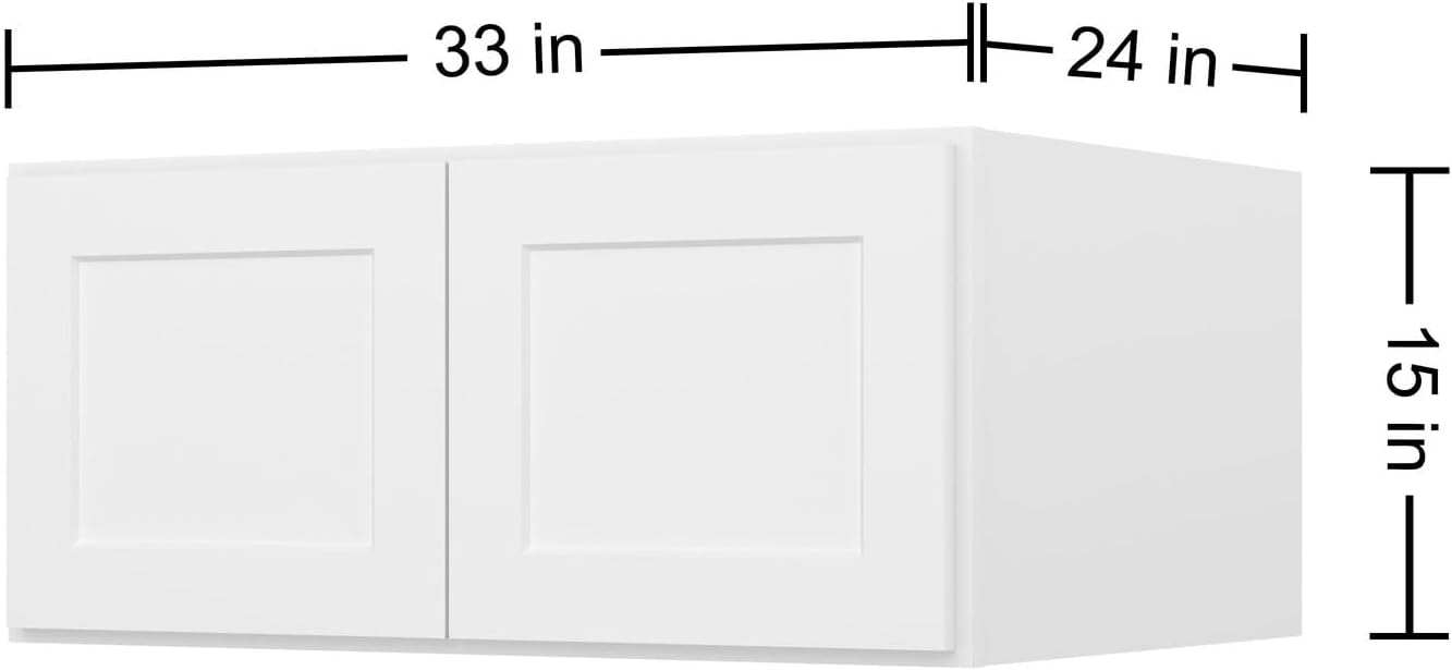 Furinno Shaker Wall Refrigerator Kitchen Cabinet, with 2 Doors, Ready to Assemble, 24 D x 33 W x 15 H, White