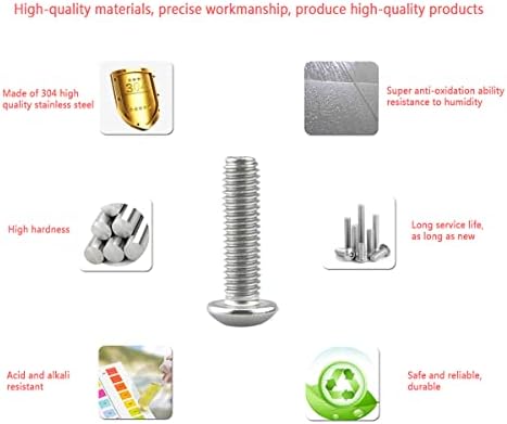 Bolts and Nuts Set, Hex Head M4 Stainless Steel Machine Screws and Round Head Hexagon Socket Bolts Assortment(8/10/14/16/18/20/25/30/35mm) (M4, Silver)