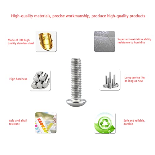 Schrauben und Muttern-Set, Sechskantkopf M4 Edelstahl-Maschinenschrauben und Rundkopf-Sechskantschrauben-Sortiment (8/10/14/16/18/20/25/30/35 mm) (M4, Silver)