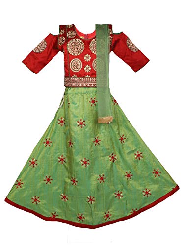 Ashwini Girl Polyester Embroidery Salwar Suit With Skirt