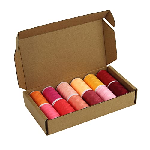 Multi-Purpose Thread For Sewing, 200Y/Spool 40S/2, Polyester Sewing Threads Kits For Sewing Machine & Hand Sewing (12 Bright Colors) #TOP2