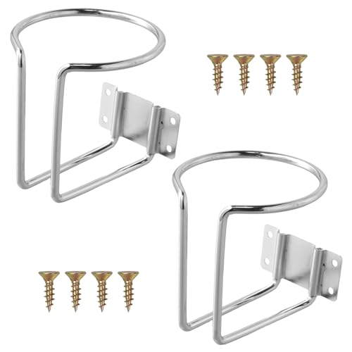 2 Pièces Porte-Gobelets en Acier Inoxydable, Porte-Gobelet de Voiture avec Vis, Anneau de Bateau Porte-Gobelet, Argent Universel Porte-Gobelets pour Bateau, Café, Boisson