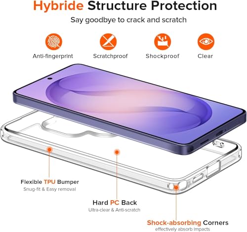 Image of Elzzi Magnetic Magsafe for Samsung S26 Ultra Case, Upgraded [Full Camera Protection] [Compatible with Magsafe] [Translucent Matte] Shockproof Protective Phone Case for Men & Women
