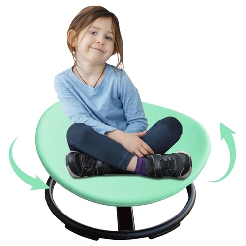 AOKUNG 360°Sensory Chair for Kids Autism Sensory Products Sit and Spin Autism Toys Spinning Chair ADHD Swivel Chair Training Body Coordination (Blue?Pink?Red?Orange?Green) (Green)