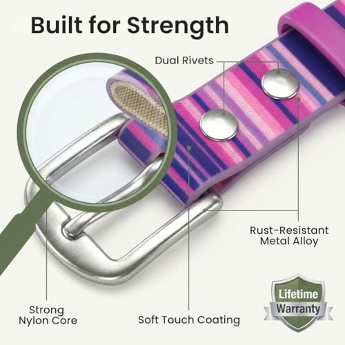 Image of Waterproof Dog Collar - Washable, Stink-Proof & Dirt-Proof - Soft, Odorless, Easy to Clean - Fade-Resistant, Durable for Medium & Large Dogs - Rust-Proof Metal Buckle (Pink-M 1 inch)